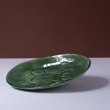 Scarabée dish in stamped earthenware