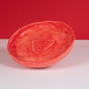 Coupelle Visage en faïence, rouge [1]