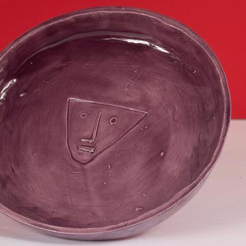Visage dish in earthenware, purple [4]