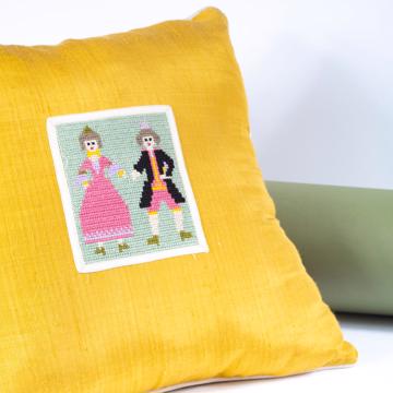 Housse de coussin en Soie, jaune