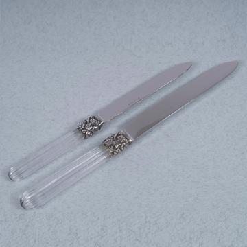 Couteau Fidélio en cristal et métal argenté