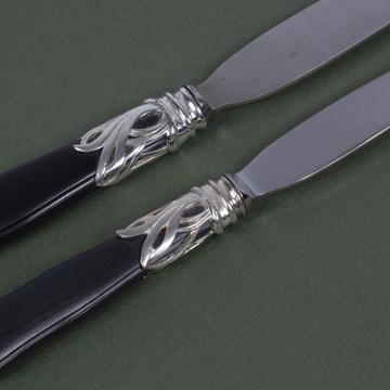 Couteau Saba en argent et résine, noir mat, dessert [2]