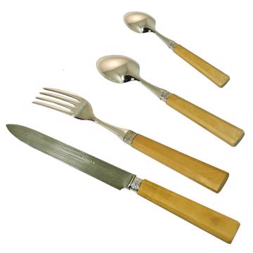 Ménagère pour 6 - couvert Kérylos, jaune paille, ensemble de couverts pour 6 pers - 24 pièces [2]