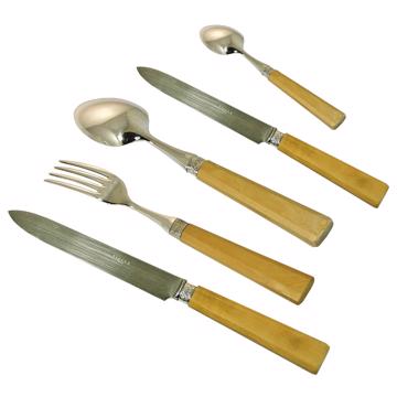 Couverts Kérylos en bois de buis, jaune paille, set de 5 [3]