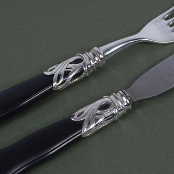 Couvert Saba en argent et résine, noir mat, set de 2 [2]