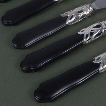 Saba Cutlery in Resin and silver, mat black, set of 5 [5]