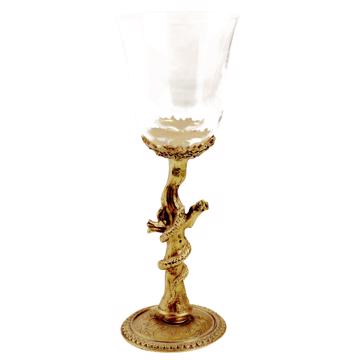 Verre Serpent en cristal et métal argenté ou doré, or