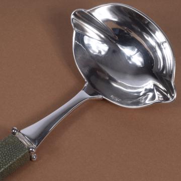 Cuillère à sauce Galuchat en cuir véritable, vert foncé [4]