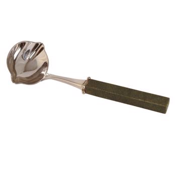 Cuillère à sauce Galuchat en cuir véritable, vert foncé [3]