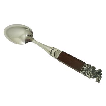 Cuillères Neptune en bois et métal argenté, rouge foncé, café/thé [3]