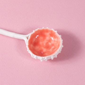Cuillère Oursin en porcelaine façonnée, rose clair [2]