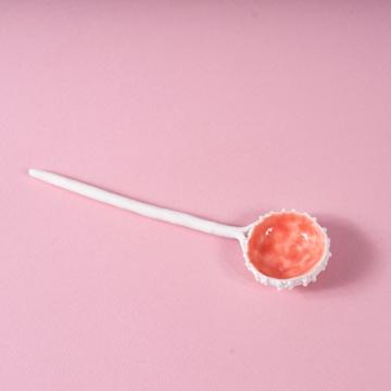 Hand shaped porcelain sea urchin spoon, light pink [1]