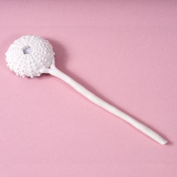 Hand shaped porcelain sea urchin spoon, light pink [4]