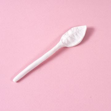 Petite cuillère Feuille en porcelaine façonnée, vert menthe [4]