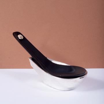 Cuillère à Soupe en corne et Support, argent, avec support [1]