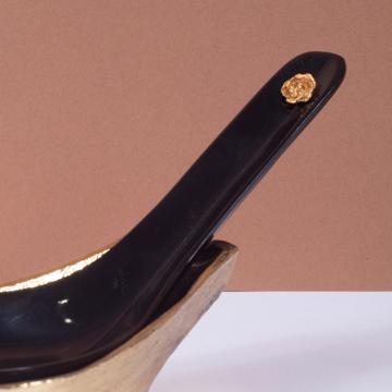 Cuillère à Soupe en corne et Support, or, avec support [2]