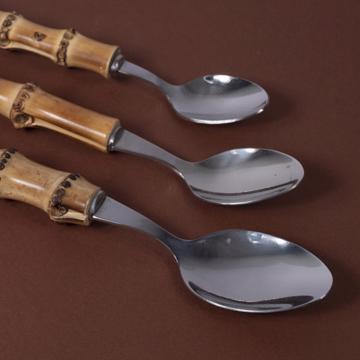 Cuillères Bambou en inox, nature, dessert [4]
