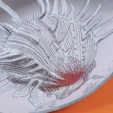 Shells plates in decoupage under glass, silver, shell 4 [2]