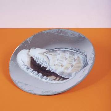 Shells plates in decoupage under glass, silver, shell 5 [1]
