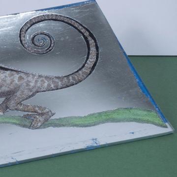 Assiette Caméléon en Découpage sous verre, argent [5]