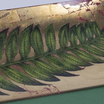 Plats Feuillage en Découpage sous verre, or, fougère [2]