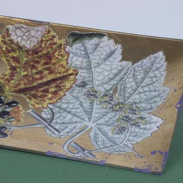 Plat Vigne en Découpage sous verre, or [2]