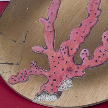 Assiettes Corail en Découpage sous verre, or, corail 1 [2]