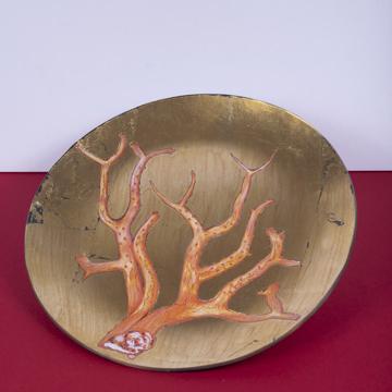 Assiettes Corail en Découpage sous verre, or, corail 4 [1]