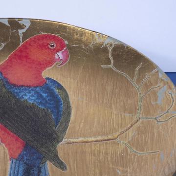 Assiette Perroquet en Découpage sous verre, or, perroquet 1 [2]