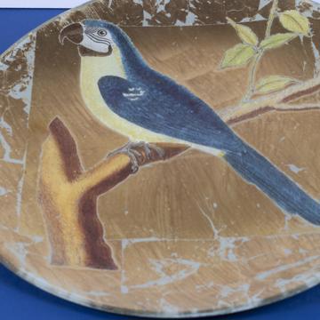 Assiette Perroquet en Découpage sous verre, or, perroquet 2 [2]