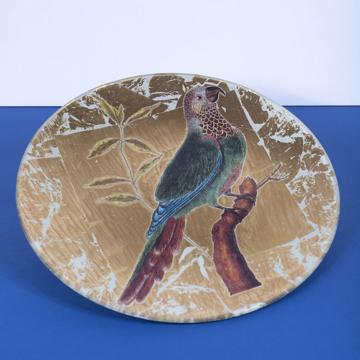 Assiette Perroquet en Découpage sous verre, or, perroquet 4 [1]