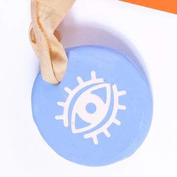 Médaille de Senteur Oeil en faïence, bleu france, bergamote [2]