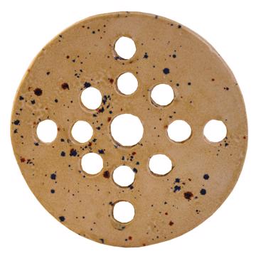 Flower pic disc in earthenware , beige, 13,5 cm diam.