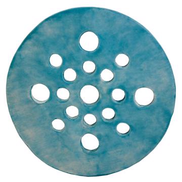 Flower pic disc in earthenware , light blue, 17 cm diam.