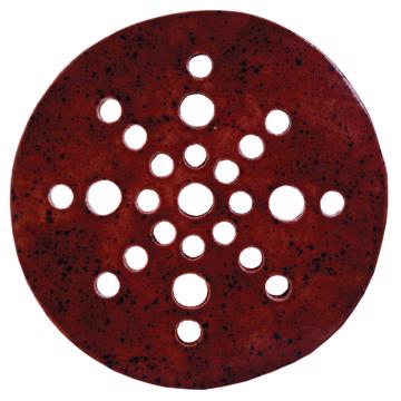 Disque pique-fleurs en faïence , rouge foncé, 21 cm de diam. [3]
