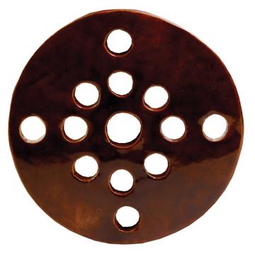 Disque pique-fleurs en faïence , marron, 13,5 cm de diam.