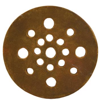 Flower pic disc in earthenware , brown, 17 cm diam.