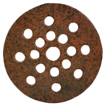 Flower pic disc in earthenware , orange, 13,5 cm diam.
