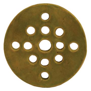Flower pic disc in earthenware , apple green, 13,5 cm diam.