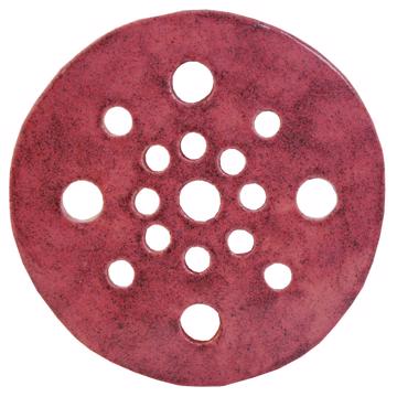 Flower pic disc in earthenware , antic pink, 17 cm diam.