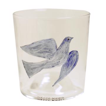 Verre Colombe en Email sur Cristallin, bleu foncé