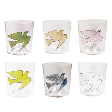 Verre Colombe en Email sur Cristallin, multicolore, collection complète