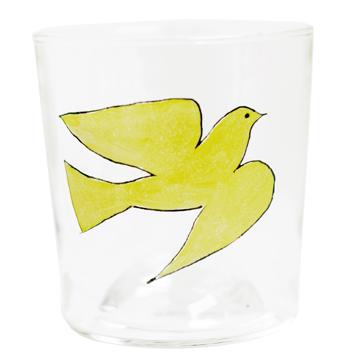 Verre Colombe en Email sur Cristallin, jaune