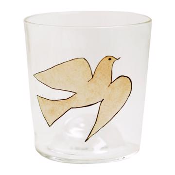 Verre Colombe en Email sur Cristallin, orange