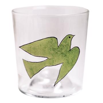 Verre Colombe en Email sur Cristallin, vert clair