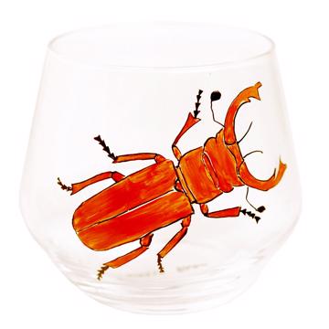 Verre Scarabée en Email sur Cristallin, orange vif