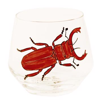 Verre Scarabée en Email sur Cristallin, rouge