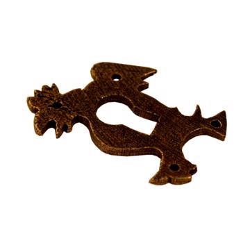 Entrées de serrure Coq et Poule en métal patiné, bronze, poule