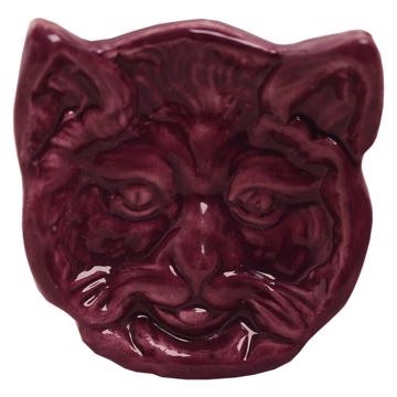 Cat dish in stamped earthenware, violet