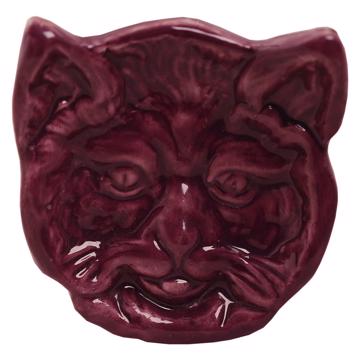 Coupelle Chat en faïence estampée, aubergine